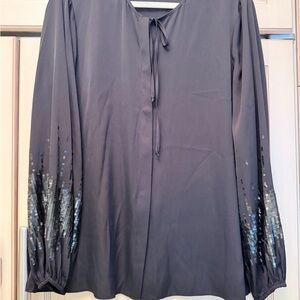 Kobi Halperin Silk Blouse with Sequin Sleeves